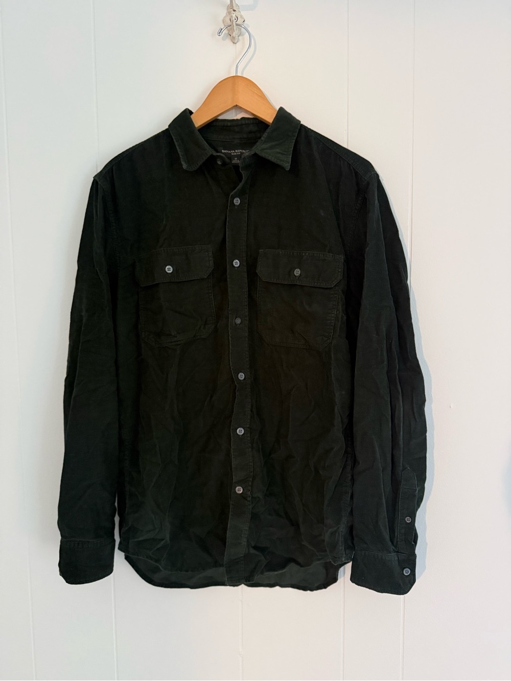 Banana Republic Green Corduroy Button-Front Shirt Jacket